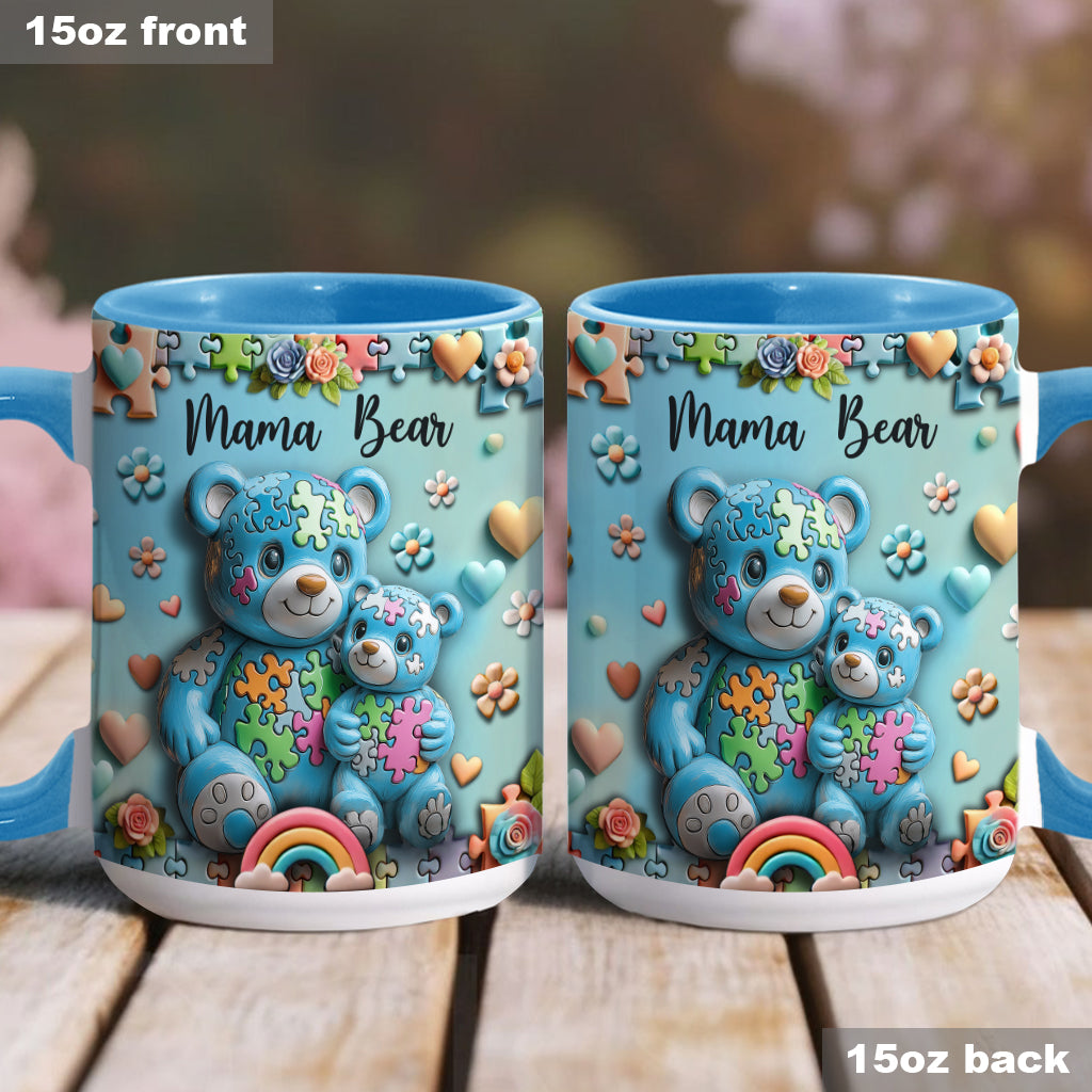Mama Bär – Personalisierte Tasse mit Akzent für Autismus-Bewusstsein