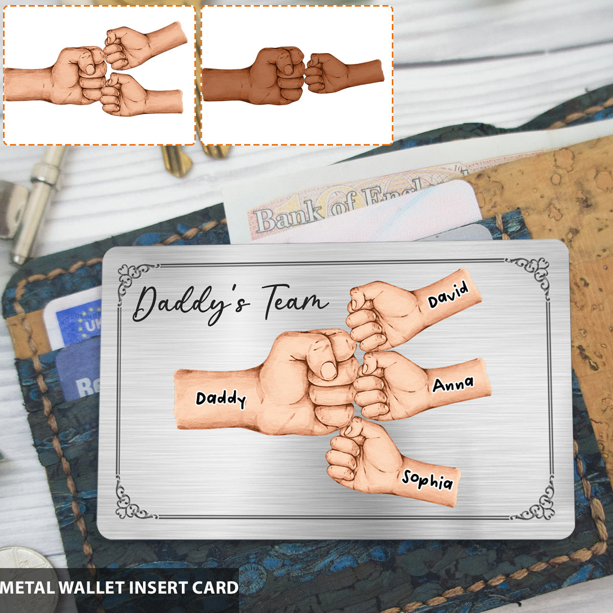 Daddy's Team – Personalisierte Einlegekarte für die Geldbörse Ihres Vaters