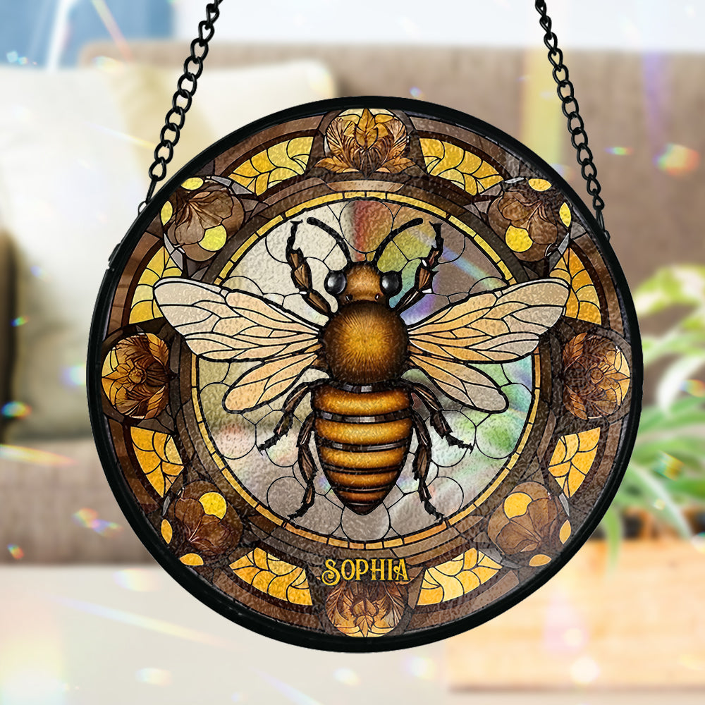 Wunderschöne Biene – Personalisierter Bienen-Sonnenfänger aus Buntglas