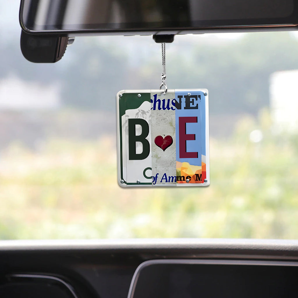 Any Letter Liscense PLate - Personalized Couple Car Ornament