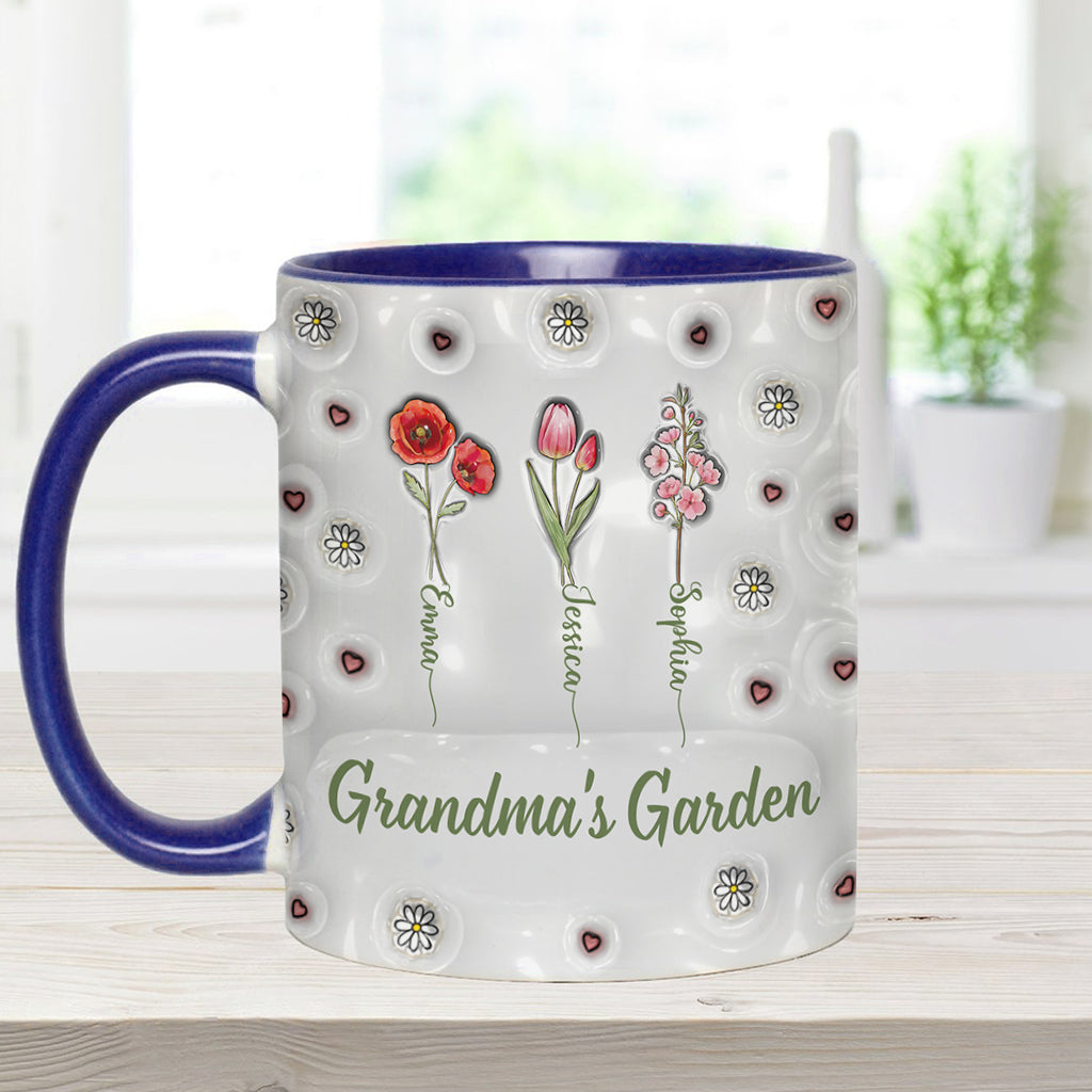 Geburtsmonatsblumen aus Omas Garten – Personalisierte Tasse mit Oma-Motiv
