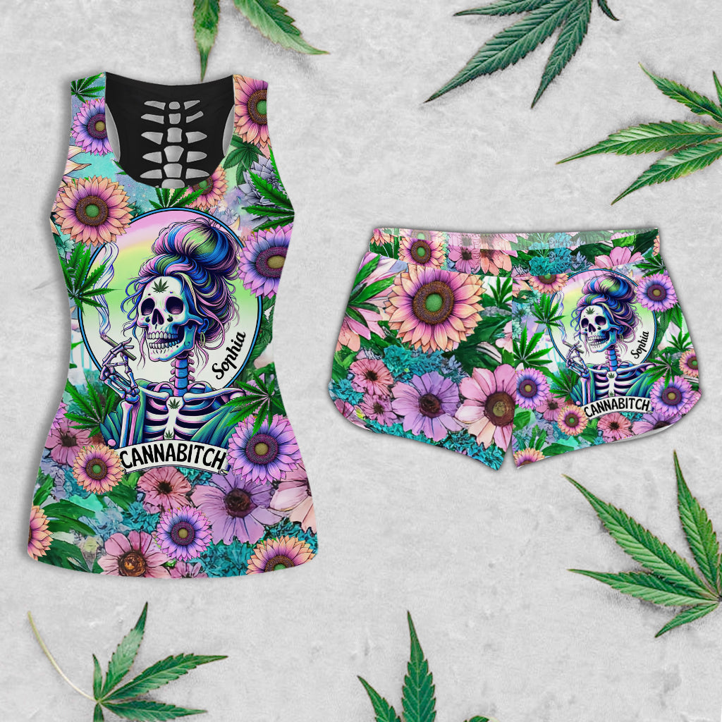 Cannabitch – Personalisiertes Weed Hollow Tanktop und Damenshorts