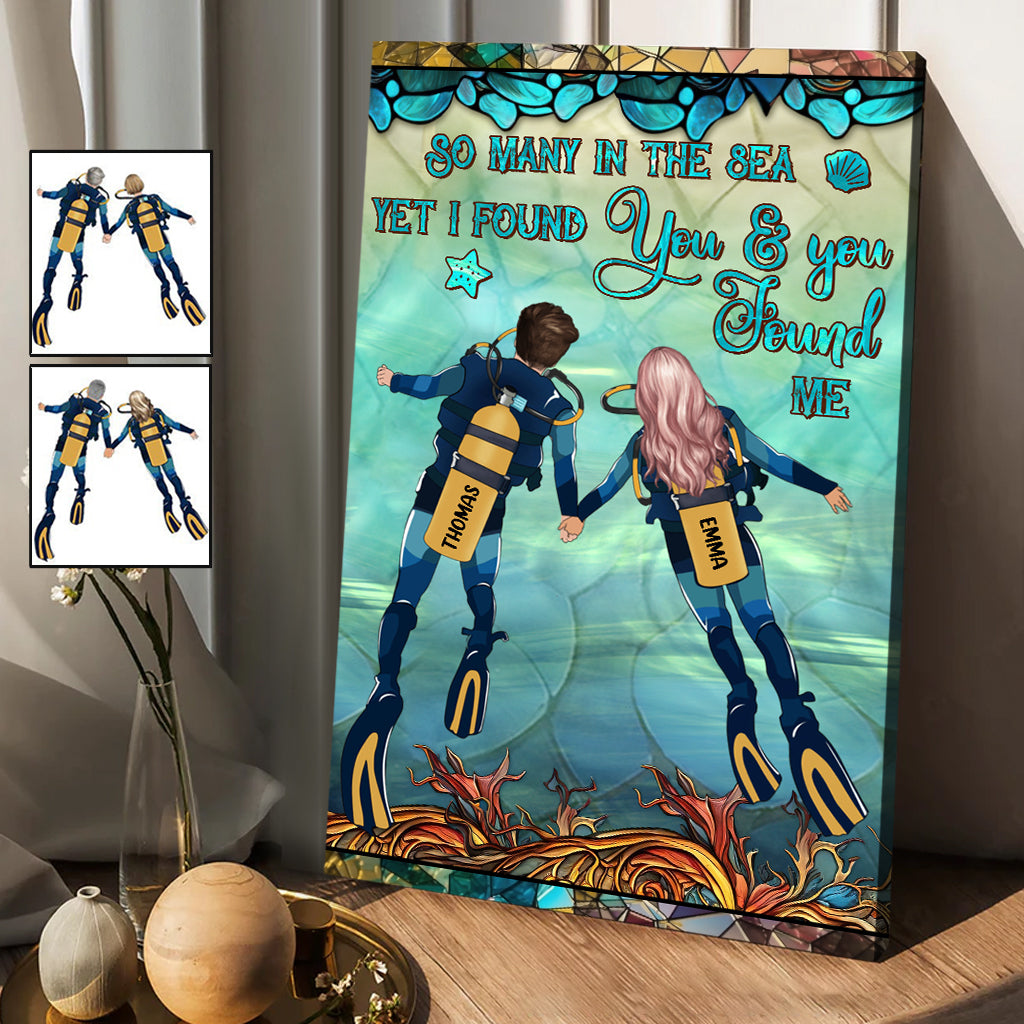 Du und ich und das Meer – Personalisierte Taucher-Leinwand und Poster