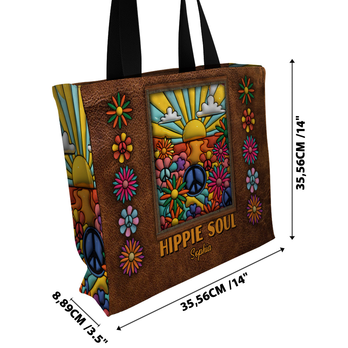 Hippie Soul - Personalized Hippie All-Over Print Canvas Tote Bag