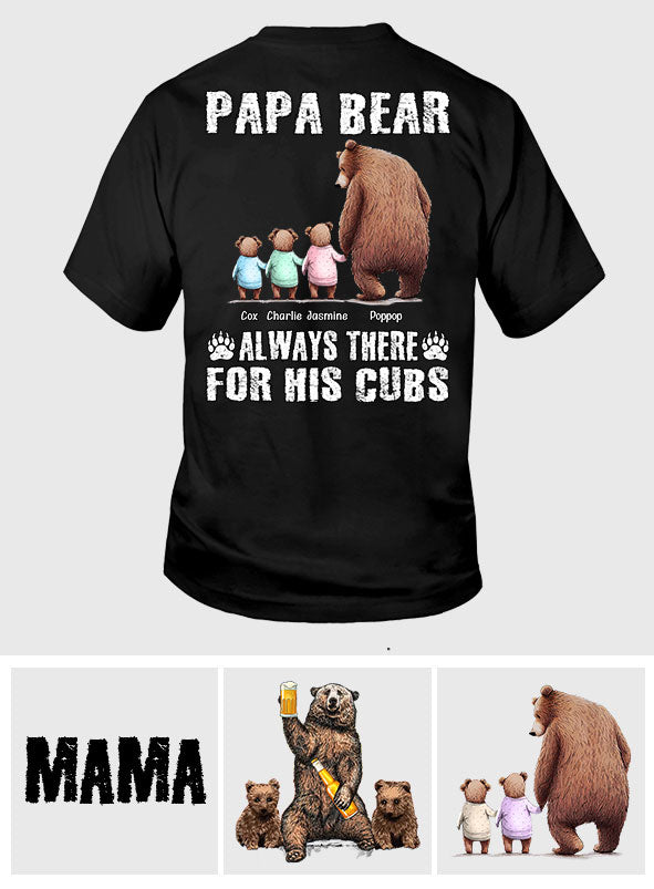 Papa Bär ist immer für seine Jungen da – Personalisiertes Vater-T-Shirt und Hoodie