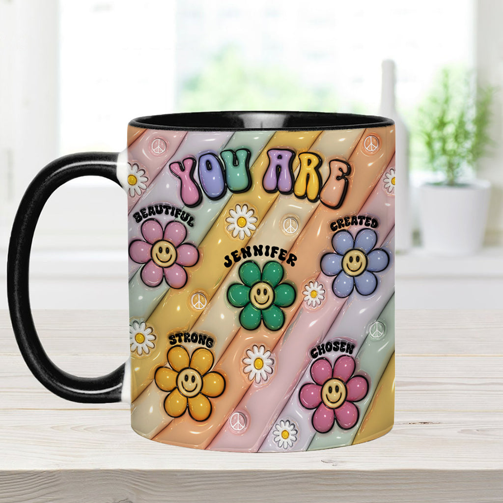 You Are Beautiful Strong Victorious Enough - Personalized Hippie Accent Mug