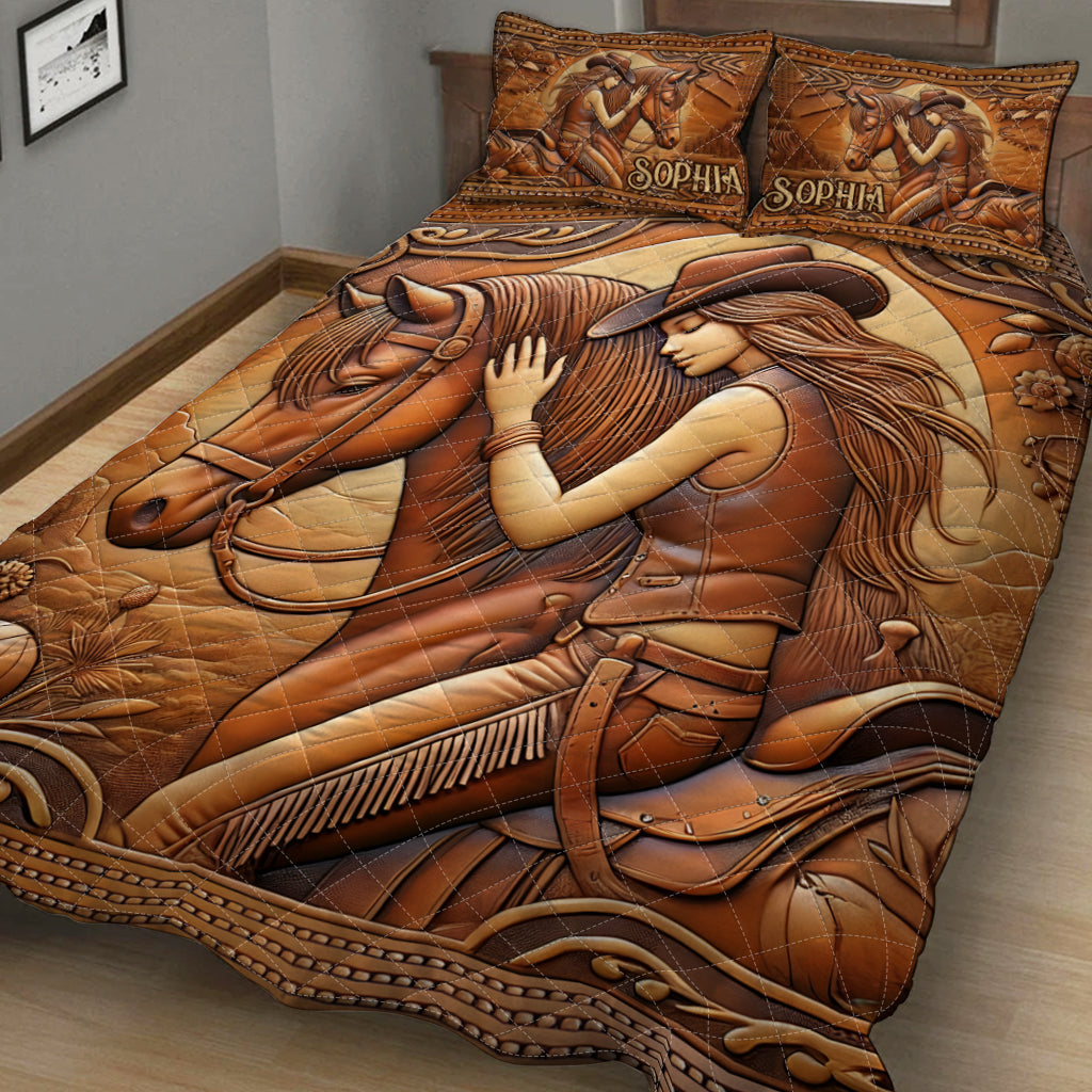 Ein Mädchen und ihr Pferd – Personalisiertes Pferde-Quilt-Set