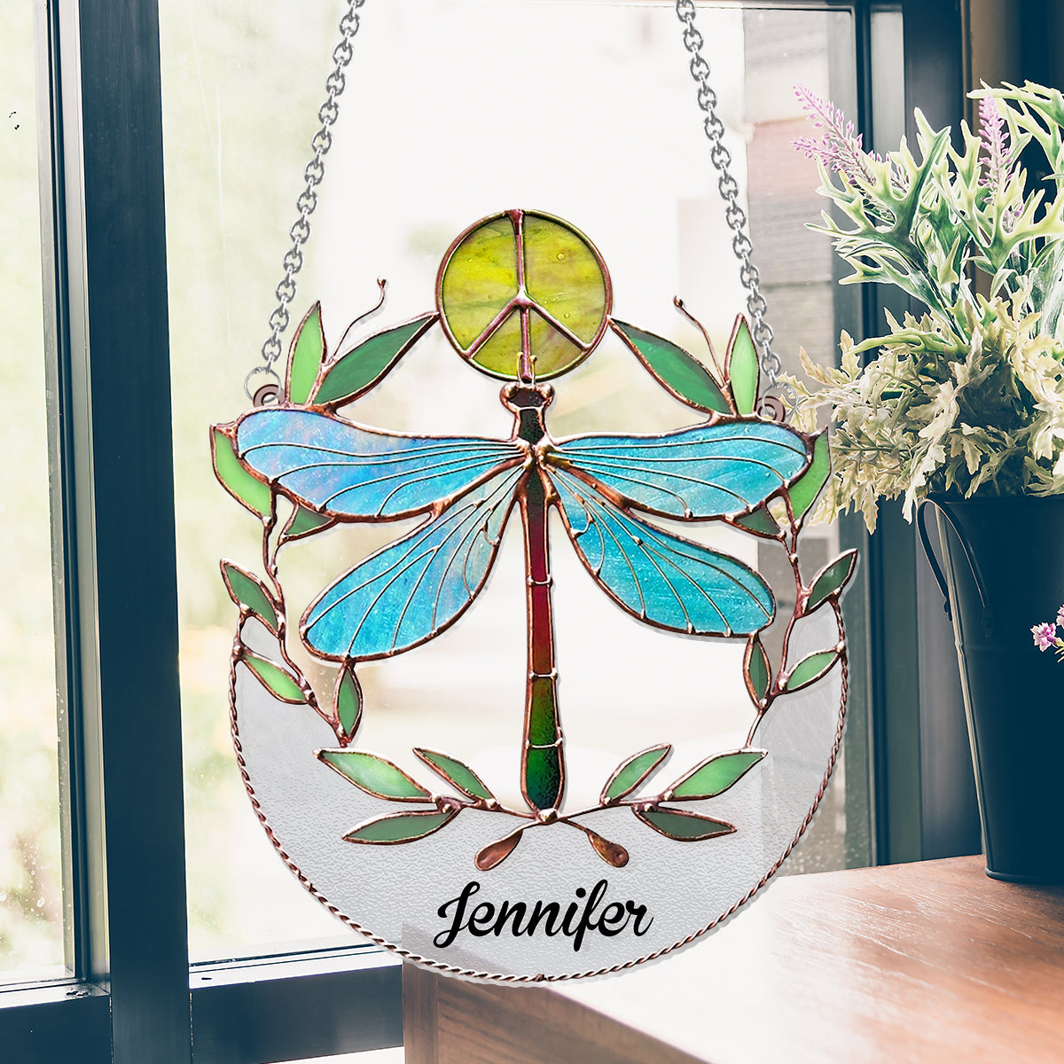 Hippie-Seele – Personalisierter Hippie-Fensterhänger-Sonnenfänger 
