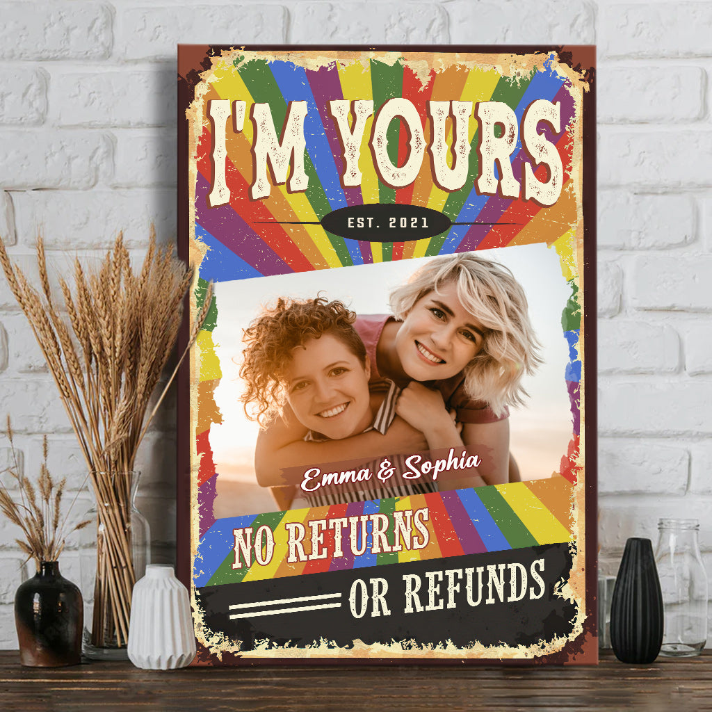 Ich gehöre dir – Keine Rückgabe oder Rückerstattung – Personalisierte Leinwand und Poster zur Unterstützung der LGBTQ+-Community