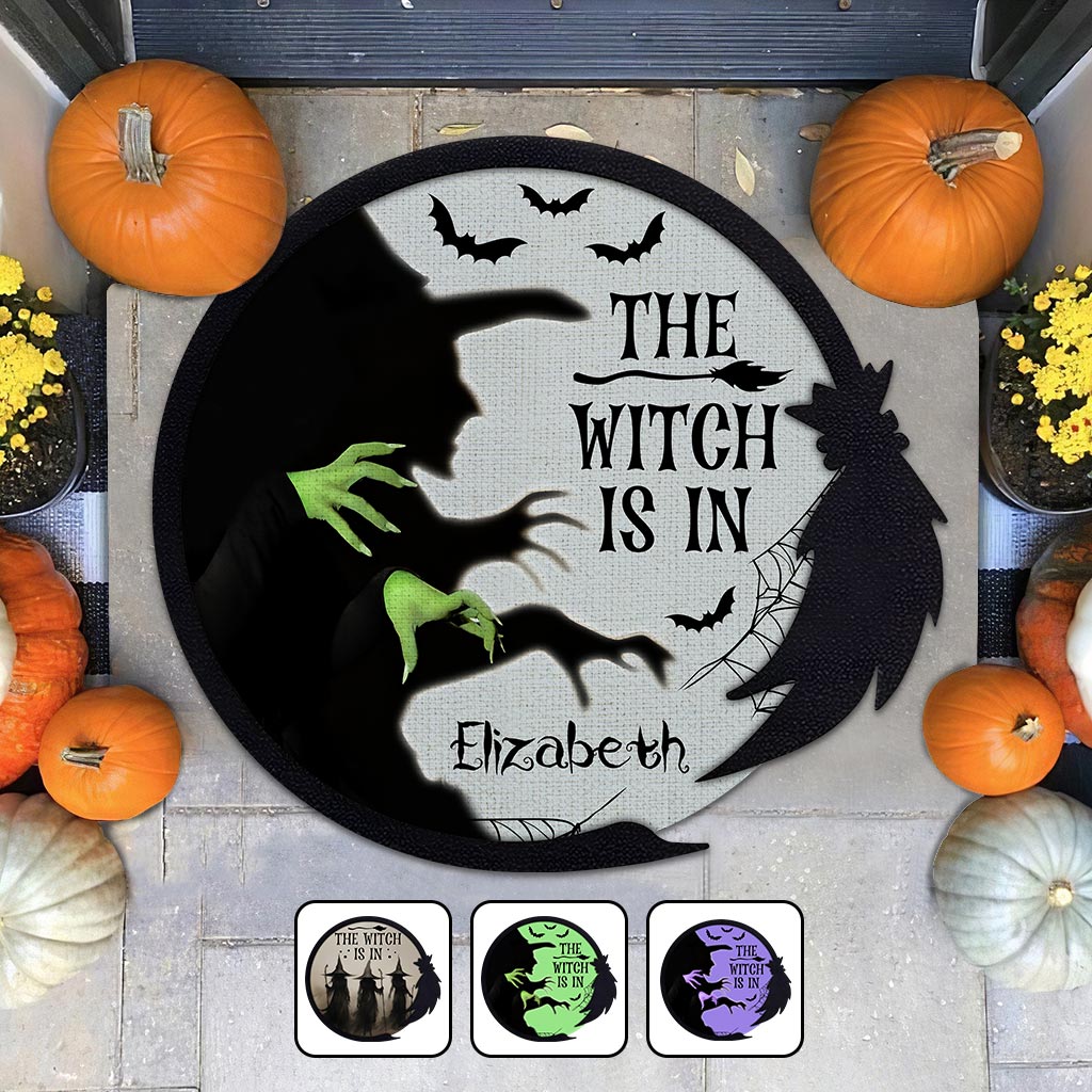 The Witch Is In - Personalized Witch Shaped Doormat