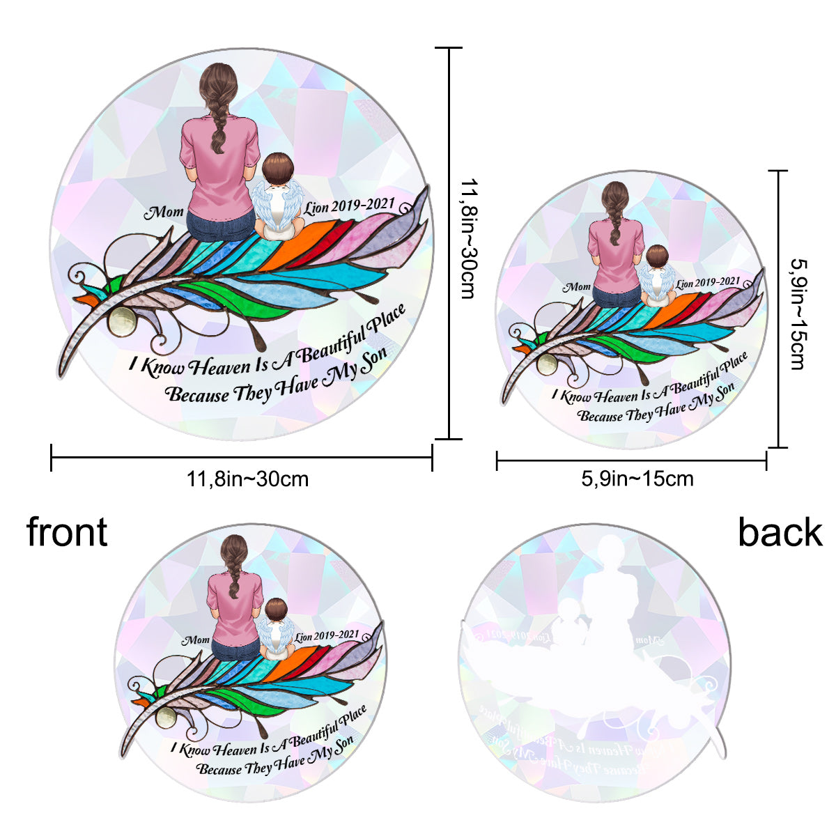 Ich weiß, der Himmel ist ein wunderschöner Ort, weil dort mein Sohn, mein Ehemann, mein Vater ist – personalisierter Gedenk-Sonnenfänger-Aufkleber