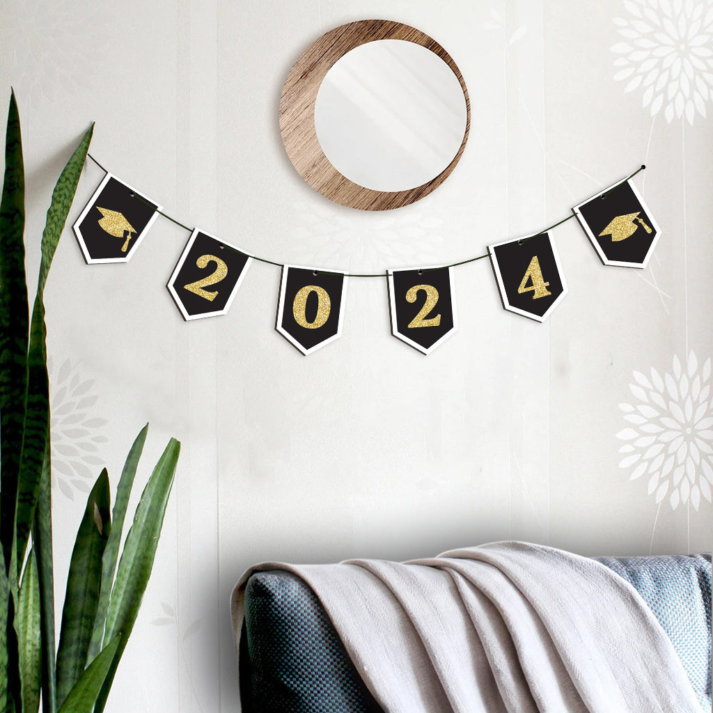 Lustige Absolventenkarikatur – Personalisierte 6-teilige Abschlussgirlande