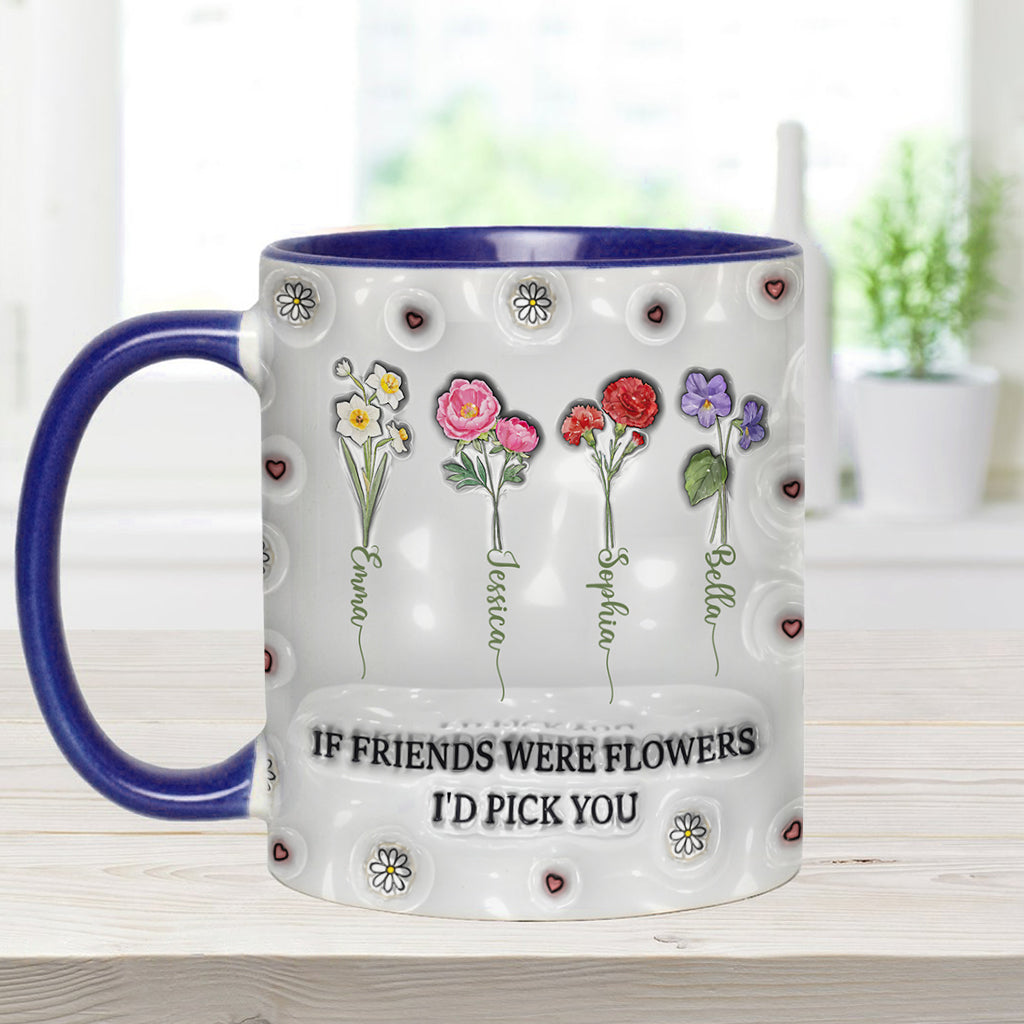 Birth Month Flowers Besties - Personalized Bestie Accent Mug