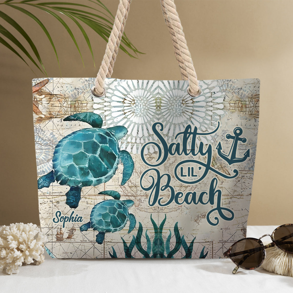 Salty Lil' Beach - Personalized Turtle Beach Bag