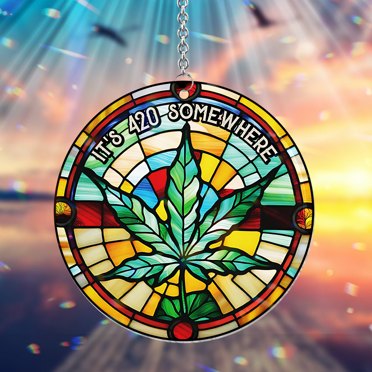 Irgendwo ist es 420 – Personalisierter Weed-Fensterhänger als Sonnenfänger