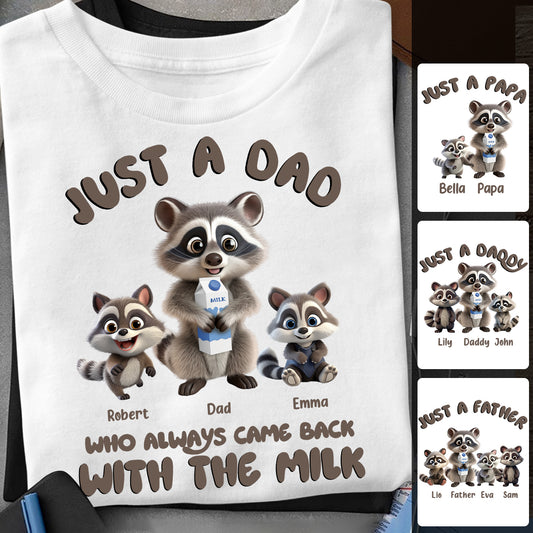 Einfach ein Papa, der immer mit der Milch zurückkam – Personalisiertes Vater-T-Shirt und Hoodie