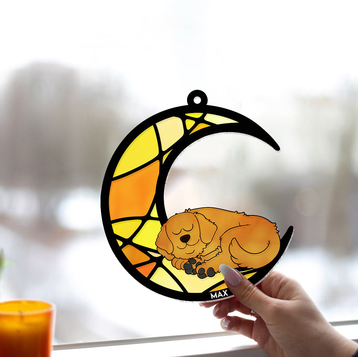 Ich werde dich für immer vermissen – Personalisierter Hunde-Fensterhänger 