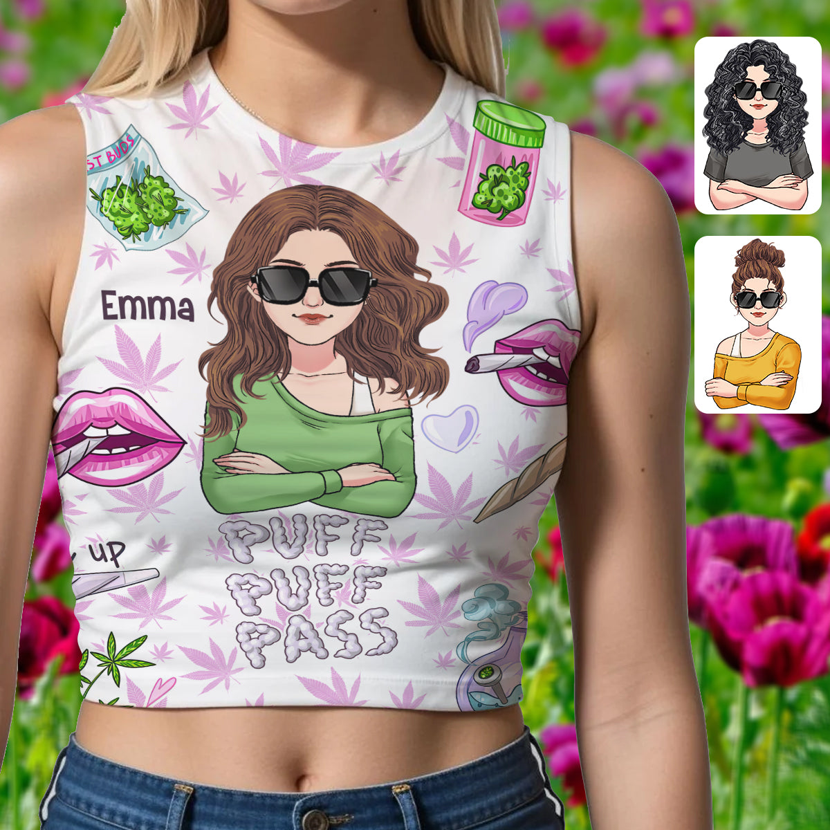 Puff Puff Pass - Personalized Weed Crop Tank Top
