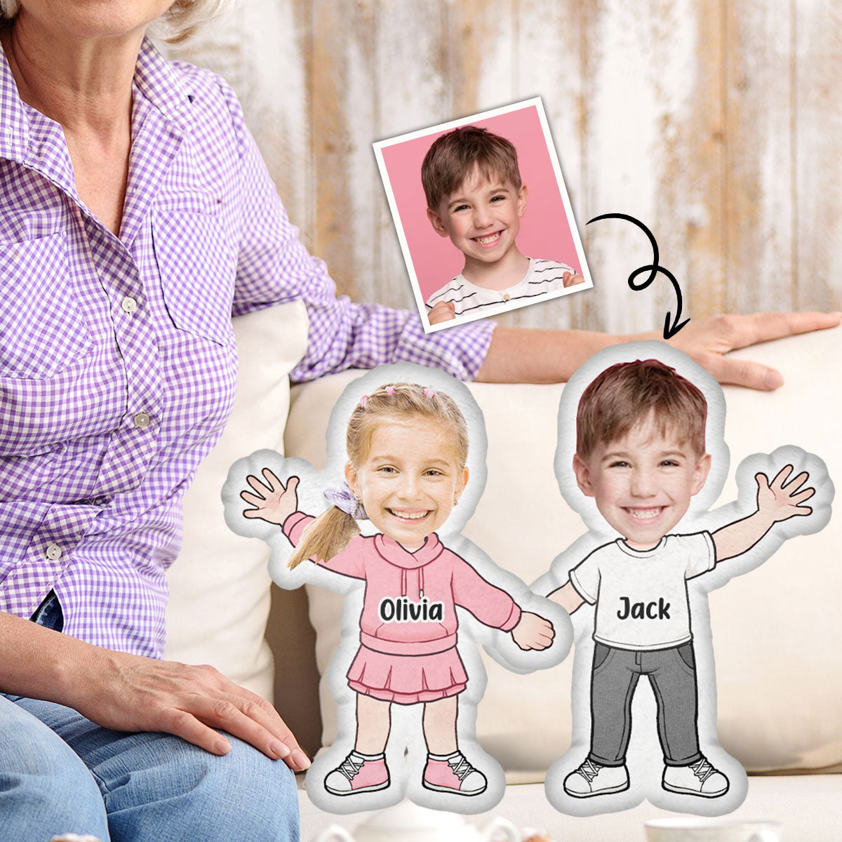 Grandma's Cuties - Personalized Grandma Shaped Pillow