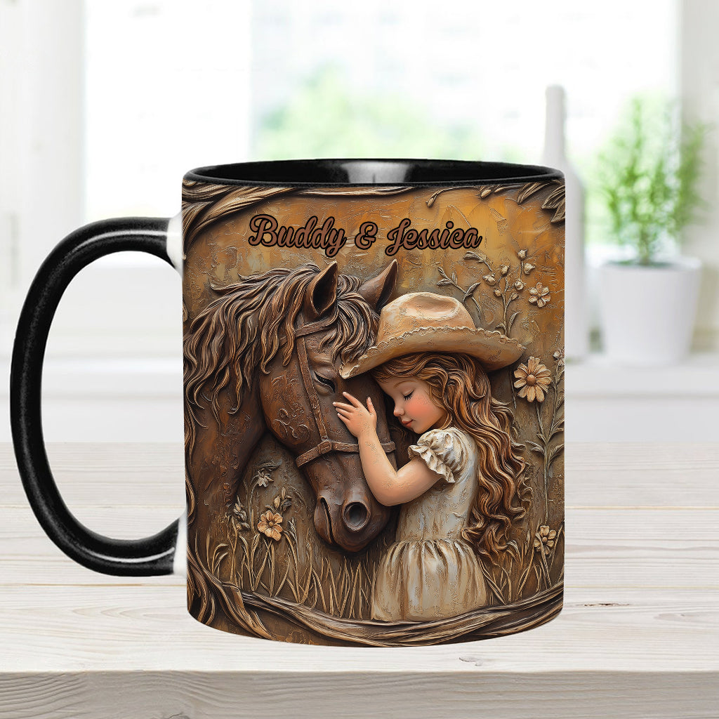 Einfach ein Mädchen, das Pferde liebt – personalisierte Tasse mit Pferdemotiv