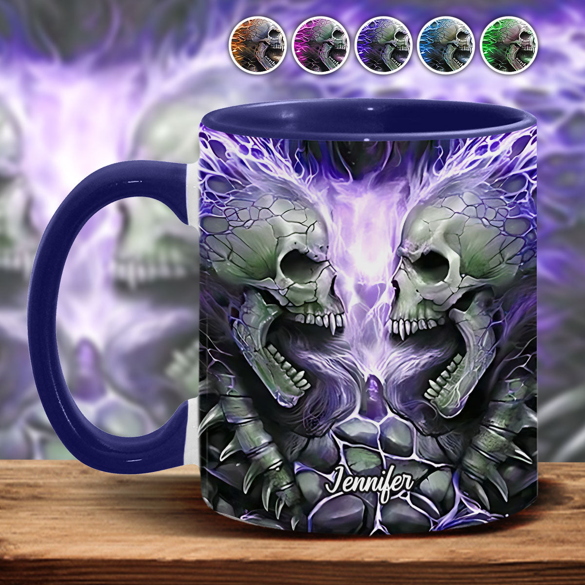 Böser Feuerschädel - Personalisierte Tasse mit Totenkopf-Akzent