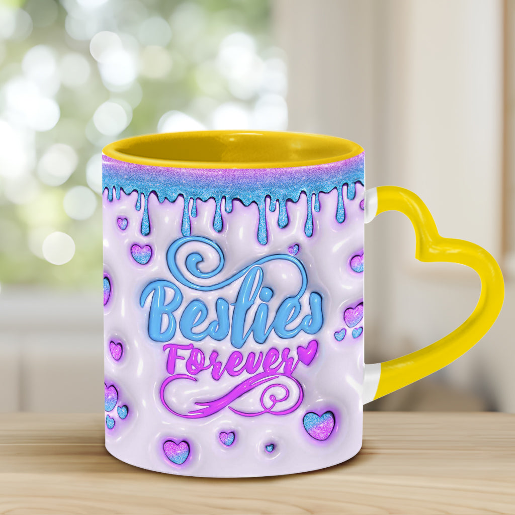 Für immer beste Freundinnen – Wunderschöne Geburtsmonatsblume – Personalisierte Tasse mit Herzgriff für beste Freundinnen