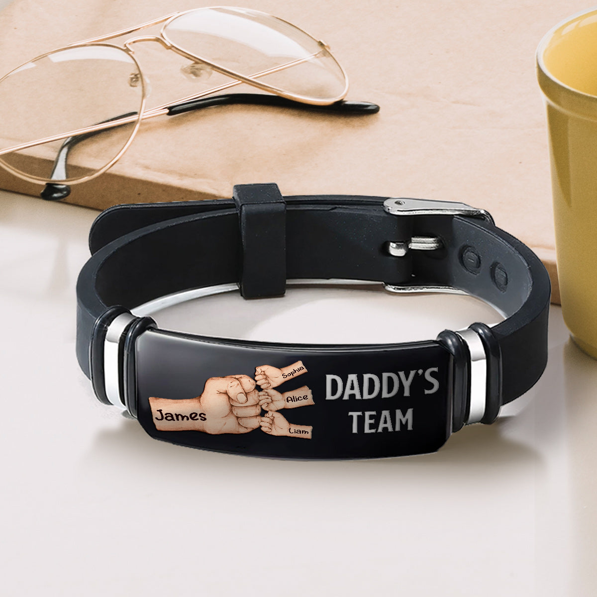 Daddy's Team – Personalisiertes Armband für Väter mit Gravur