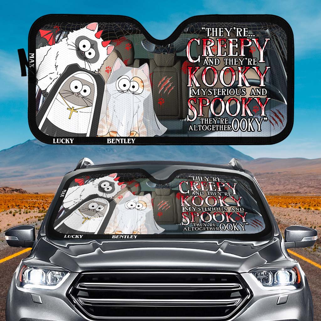 They're Creepy and They're Kooky - Personalized Cat Car Sunshade