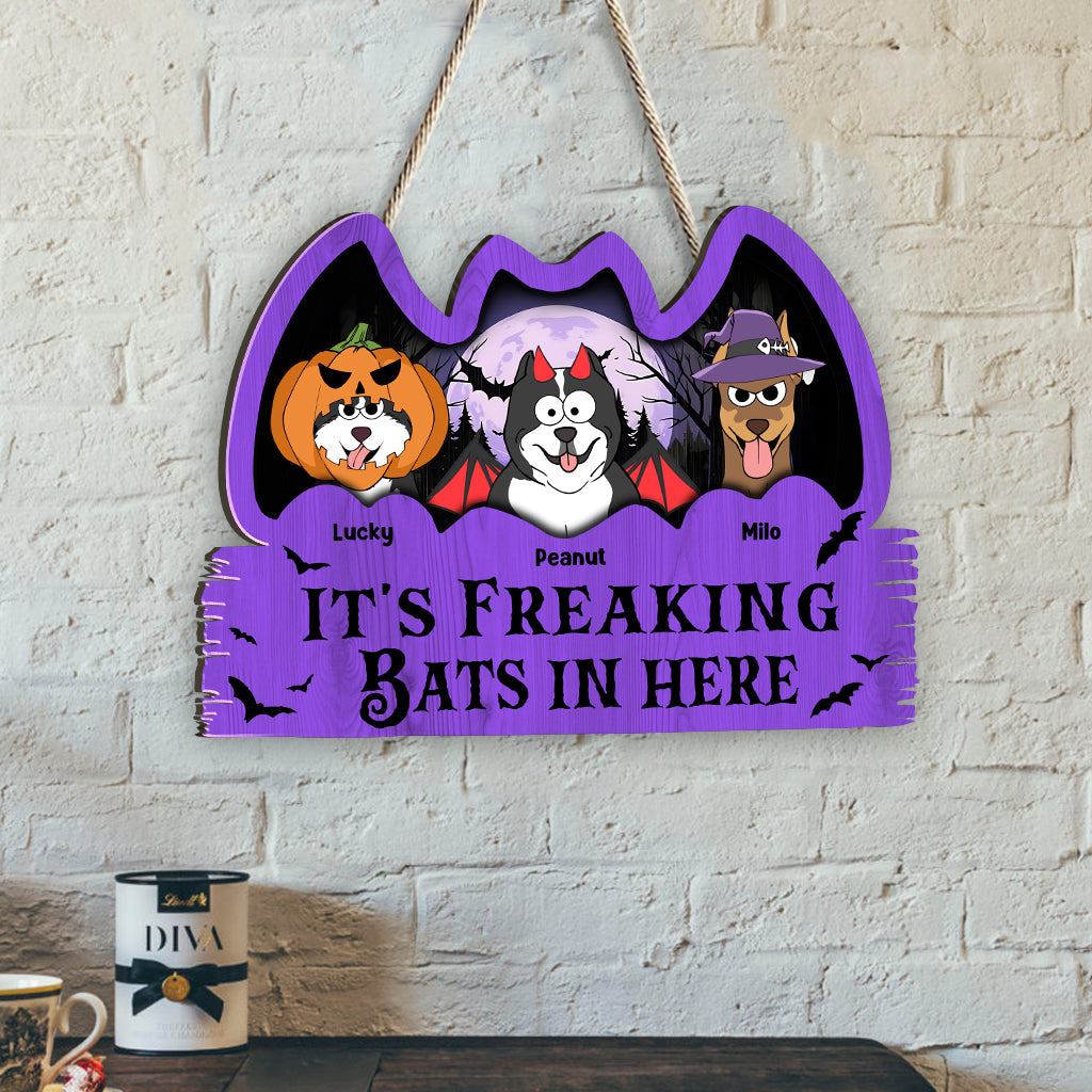 It's Freaking Bats In Here - Personalized Dog Custom Shaped Wood Sign