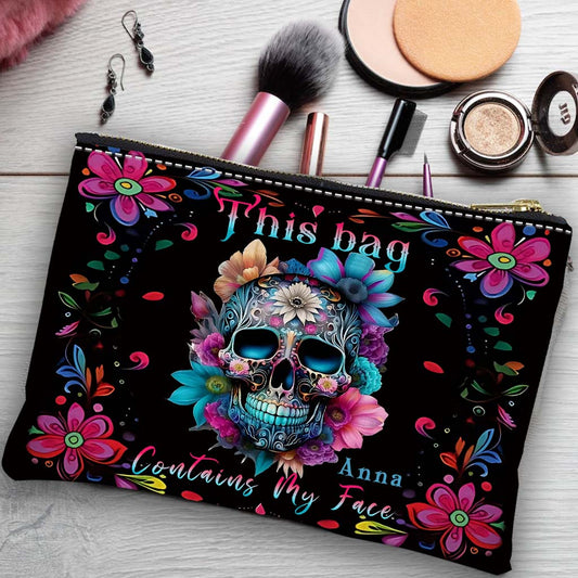 This Bag Contains My Face - Personalized Skull Pouch
