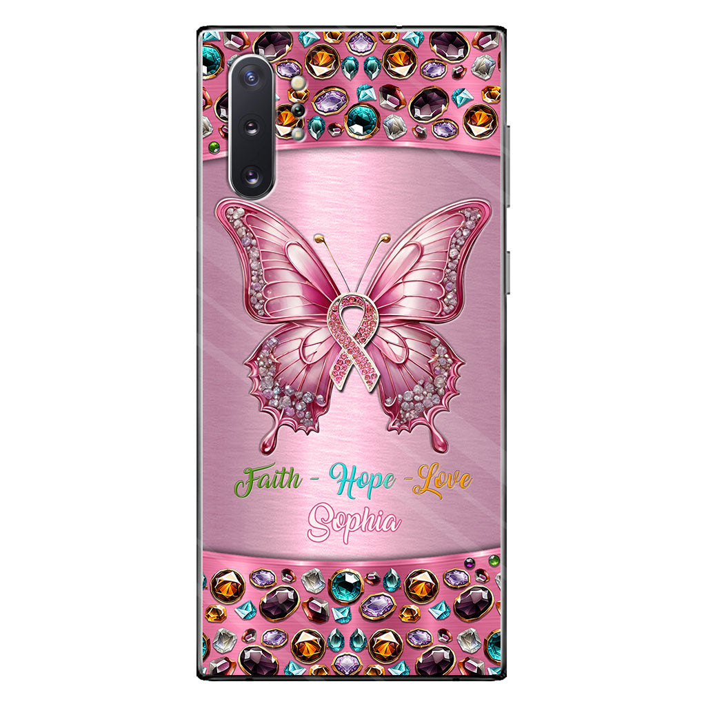 Hope For A Cure - Personalized Breast Cancer Awareness Clear Phone Case