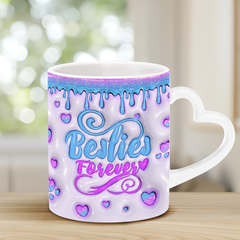 Für immer beste Freundinnen – Wunderschöne Geburtsmonatsblume – Personalisierte Tasse mit Herzgriff für beste Freundinnen