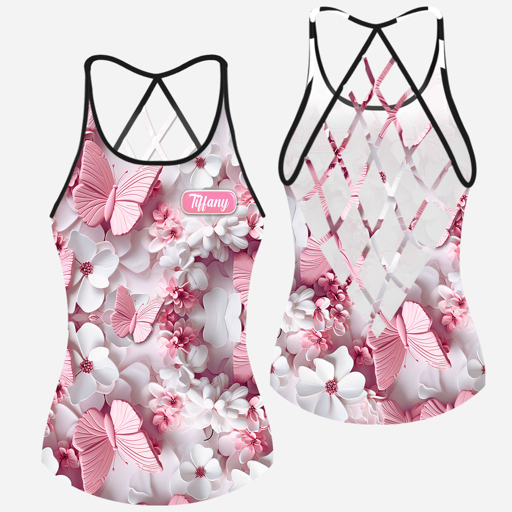 Wunderschöne Schmetterlinge – Personalisiertes Tanktop mit Schmetterlingskreuz