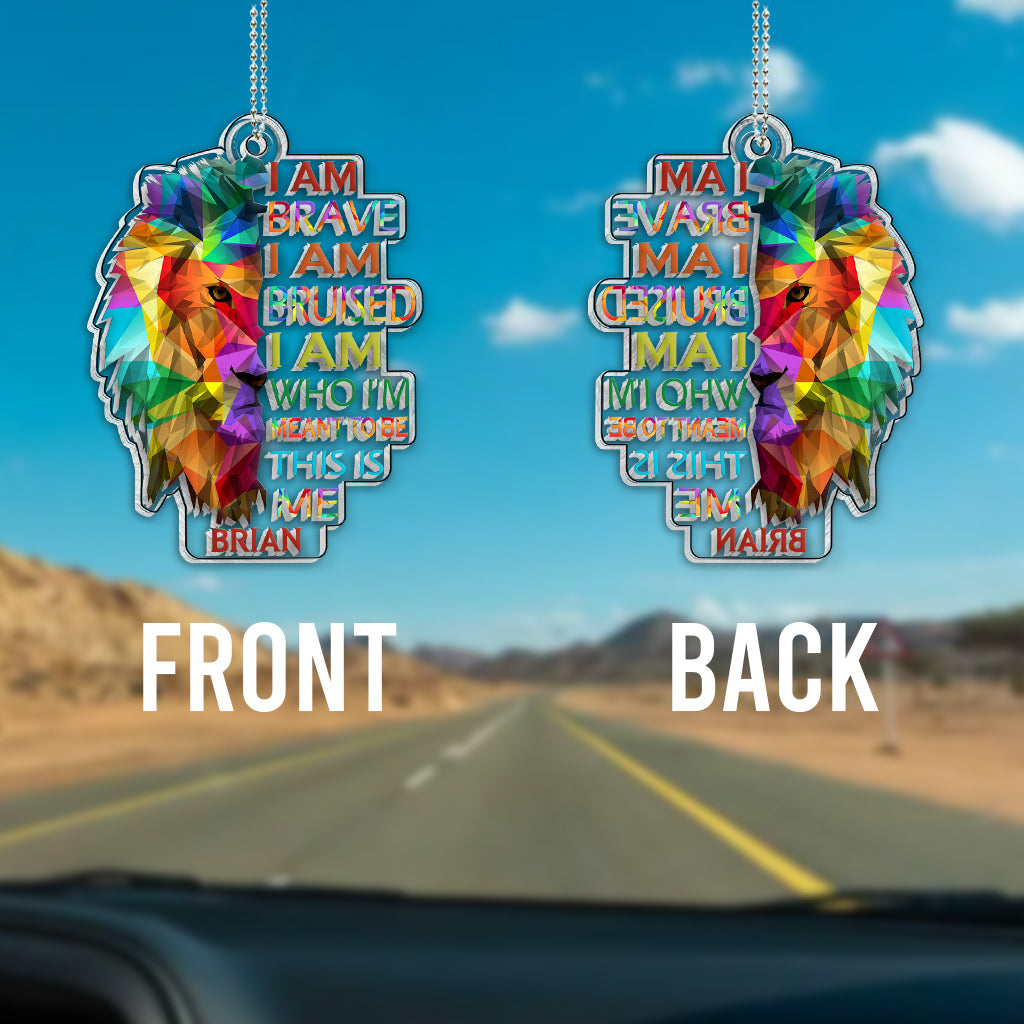 Ich bin mutig, verletzt, das bin ich – Löwenstolz – personalisierter Autoanhänger zur Unterstützung der LGBTQ+-Community