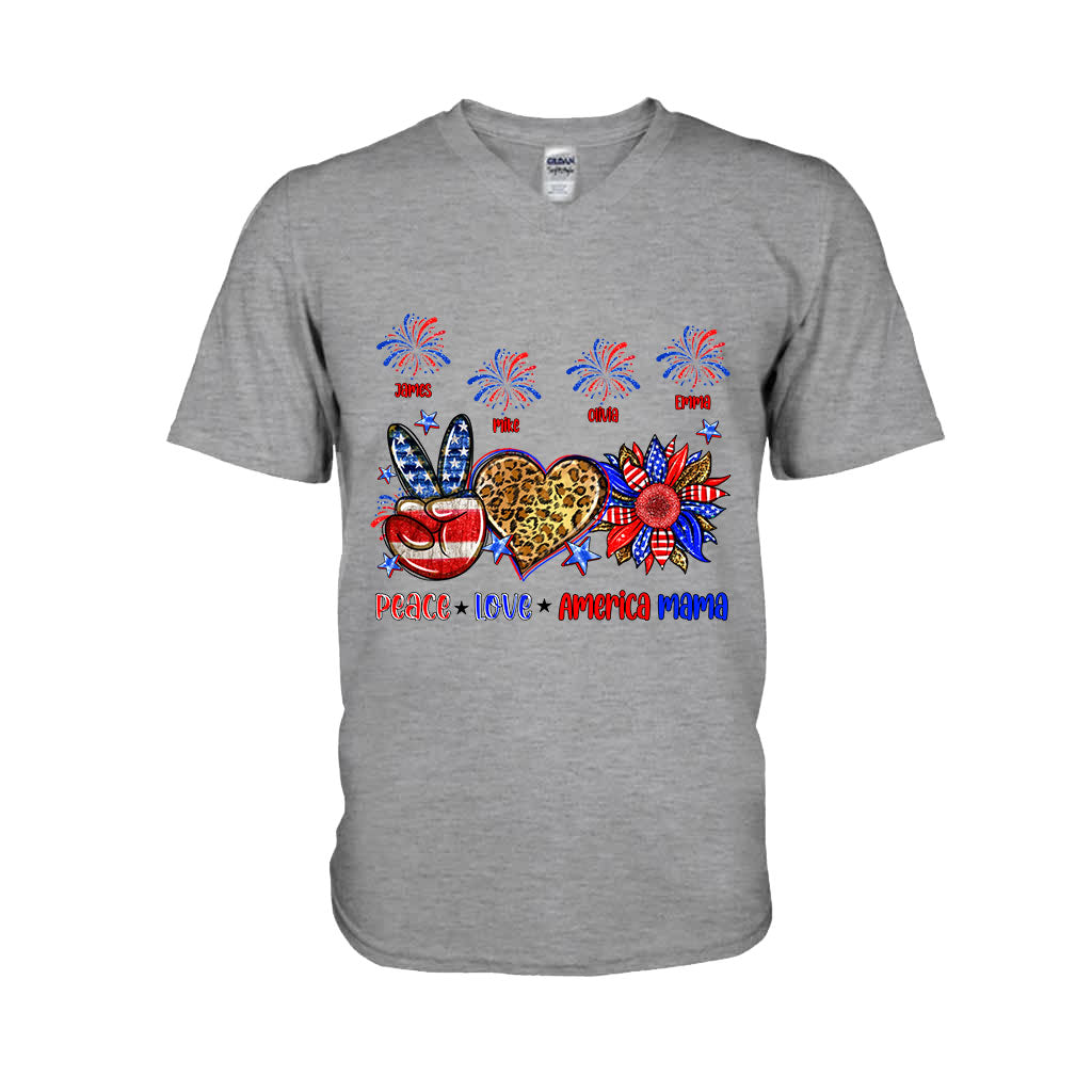 Frieden, Liebe, amerikanische Oma, Mama – personalisiertes Mutter-T-Shirt und Hoodie