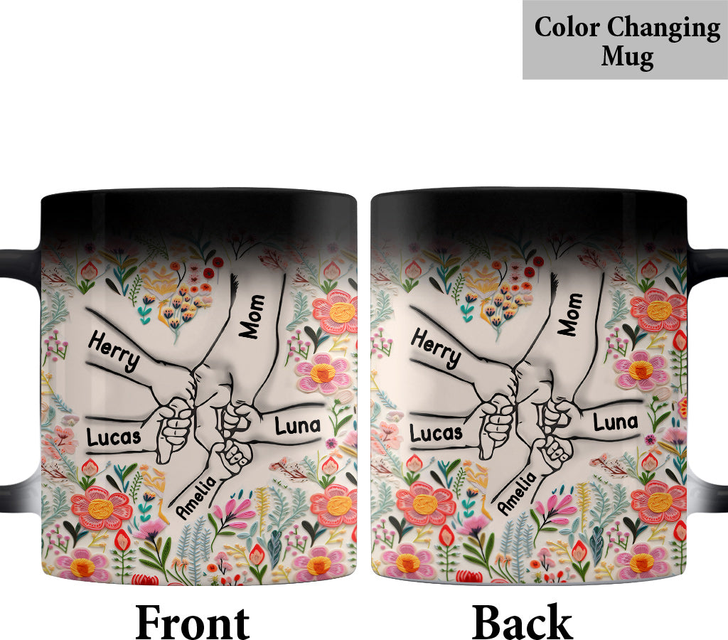 Hand in Hand Floral Style - Personalisierte Muttertasse