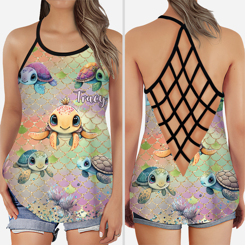 Bunte Schildkröte – Personalisiertes Tanktop und Leggings mit Schildkrötenkreuz