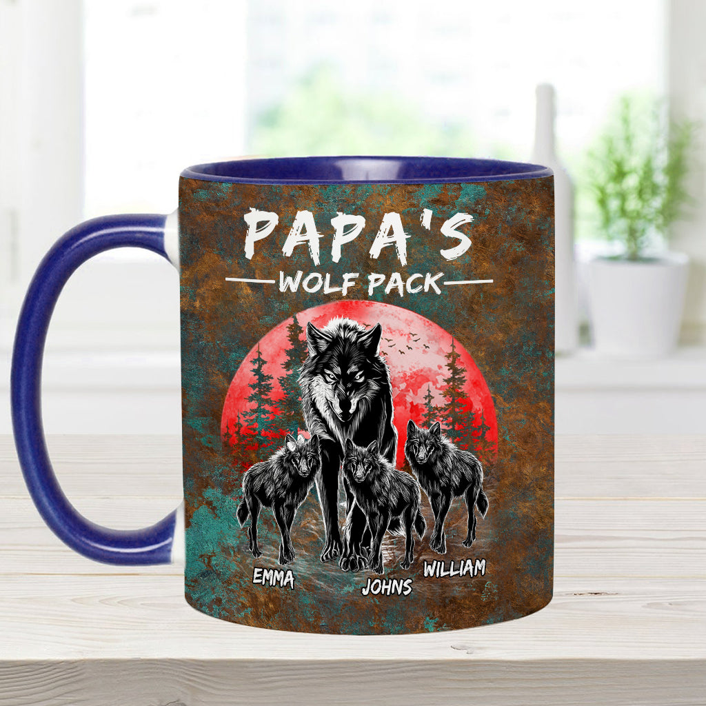 Opas Wolfsrudel – Personalisierte Tasse mit Vater-Akzent