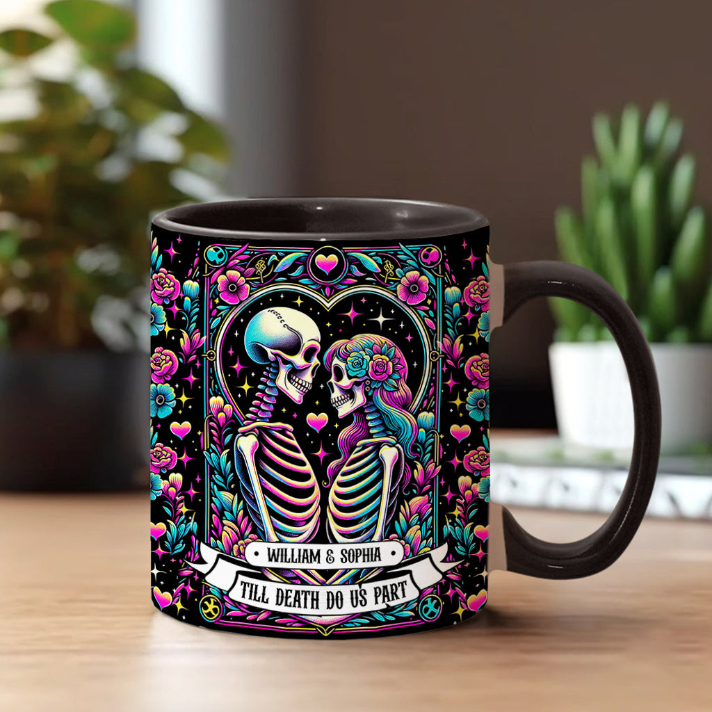 Bis dass der Tod uns scheidet – Personalisierte Tasse mit Totenkopf-Akzent