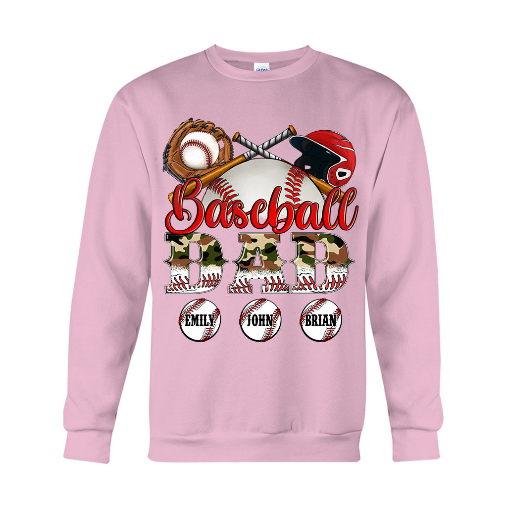 Bester Baseball-Papa aller Zeiten – Camouflage-Design – Personalisiertes Vater-T-Shirt und Hoodie