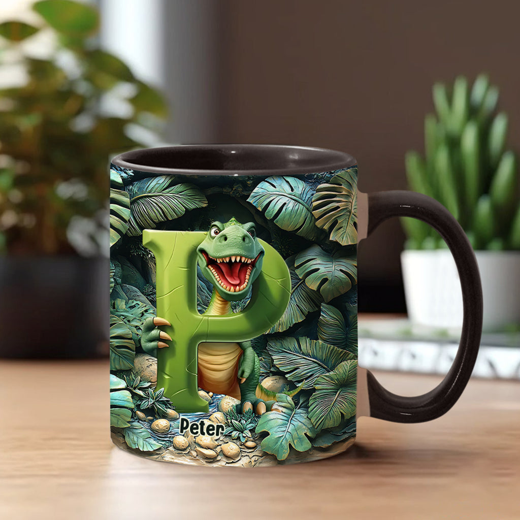 Dinosaurier-Buchstabe - Personalisierte Tasse mit Kinderakzent