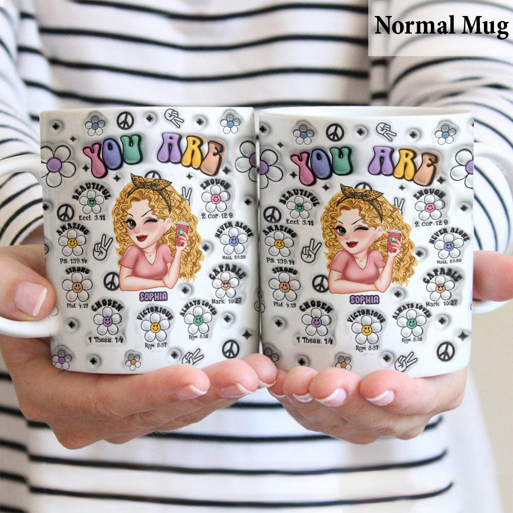 Du bist schön, stark, siegreich genug – personalisierte Hippie-Tasse