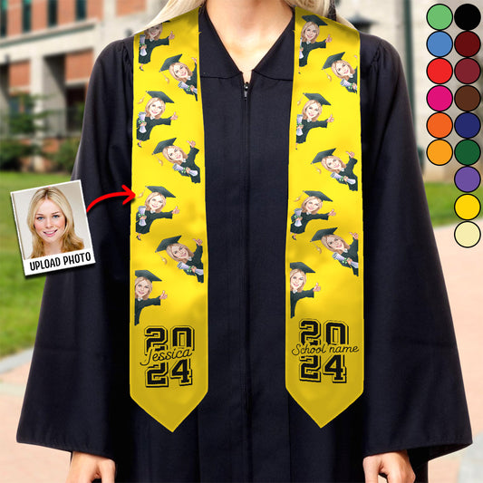 Caricature Funny Character - Personalized Graduation Graduation Stole