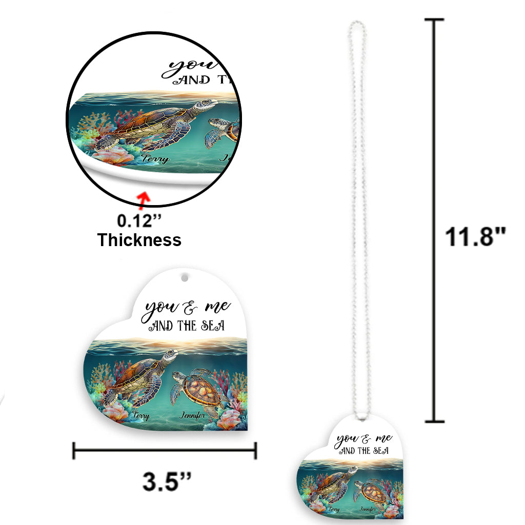 Du und ich und das Meer – Personalisierter transparenter Schildkröten-Autoanhänger