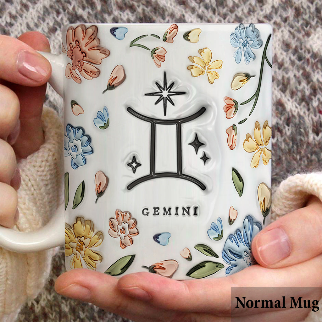 Blumenmuster für Sternzeichen – Personalisierte Horoskop-Tasse