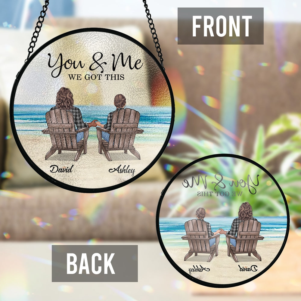 Wir schaffen das – Personalisierter Buntglas-Sonnenfänger für Paare