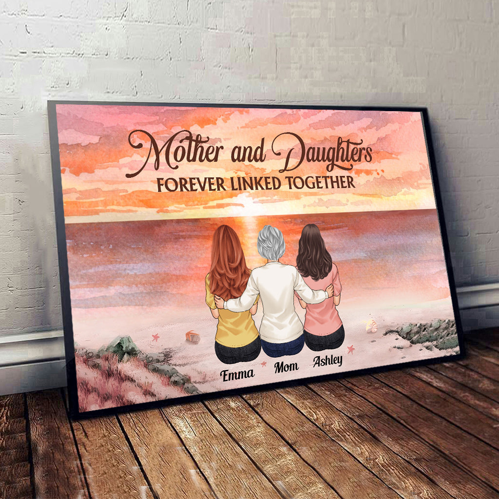 Mutter und Töchter – für immer verbunden – Personalisierte Leinwand und Poster für Mütter