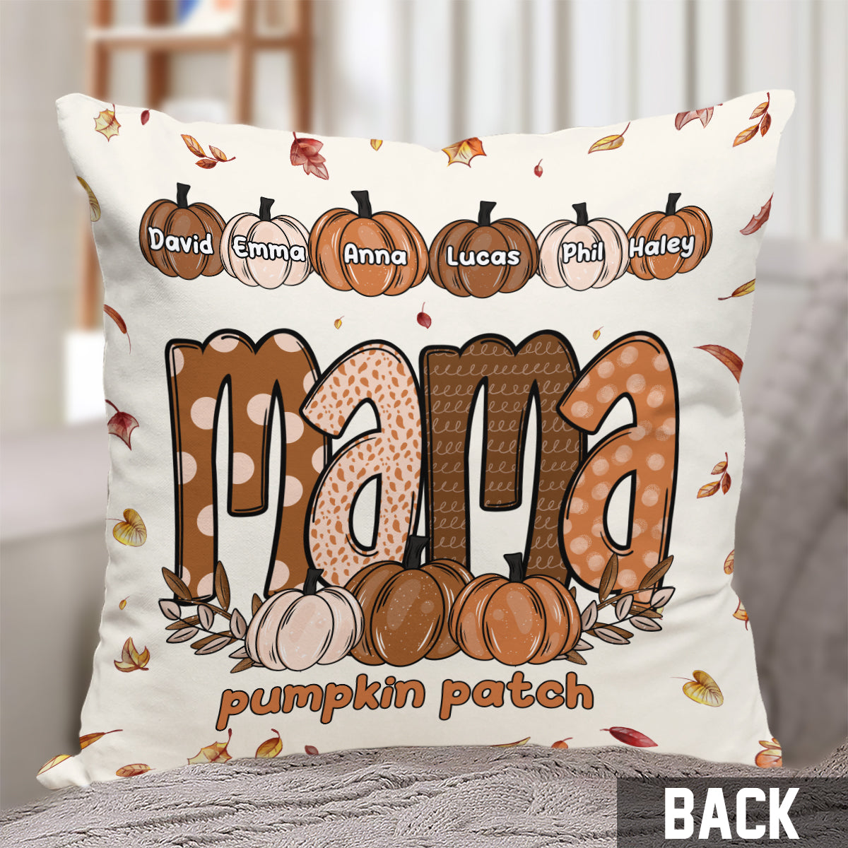 Mama Pumpkin Patch - Personalized Mother Throw Pillow