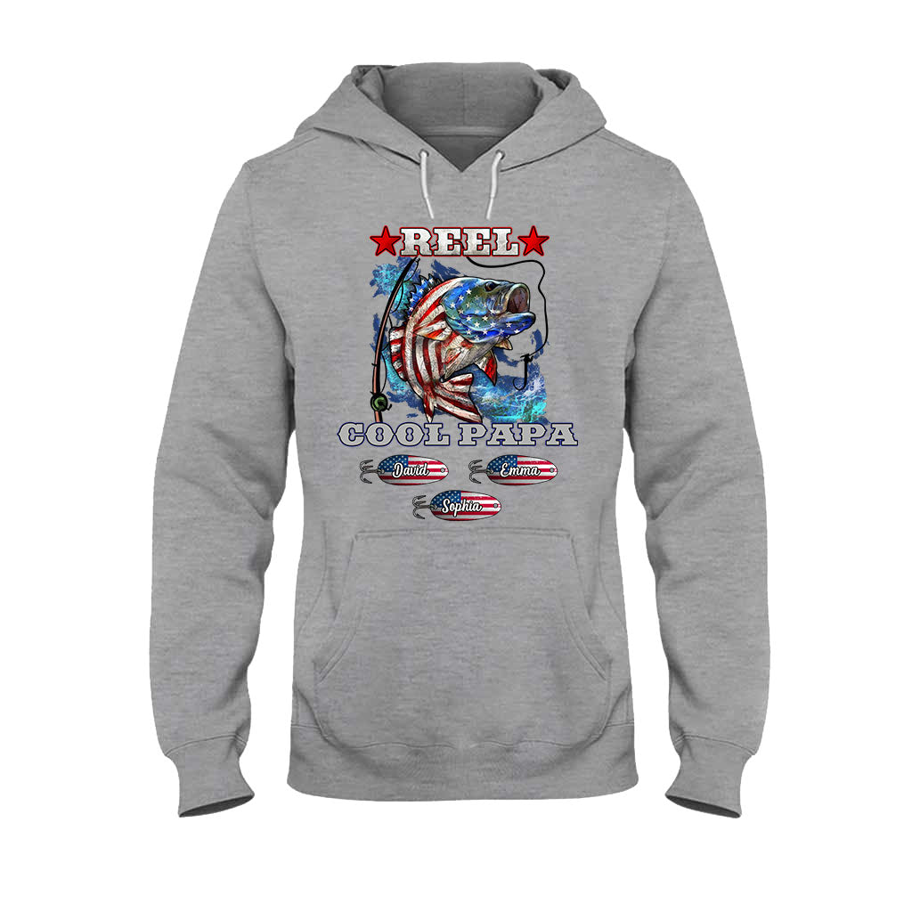 Reel Cool Papa Dad Uncle - Personalisiertes Angel-T-Shirt und Hoodie