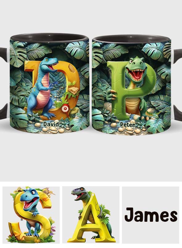 Dinosaurier-Buchstabe - Personalisierte Tasse mit Kinderakzent